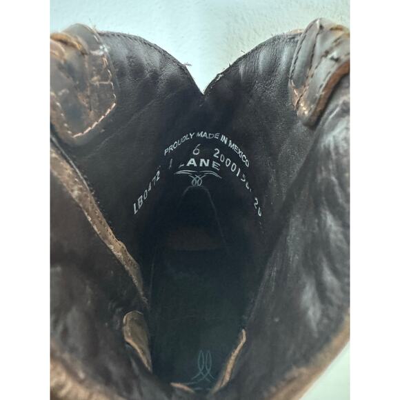 Lane Womens Plain Jane Ankle Western Boots Brown Leather Size 6 - Picture 6 of 8